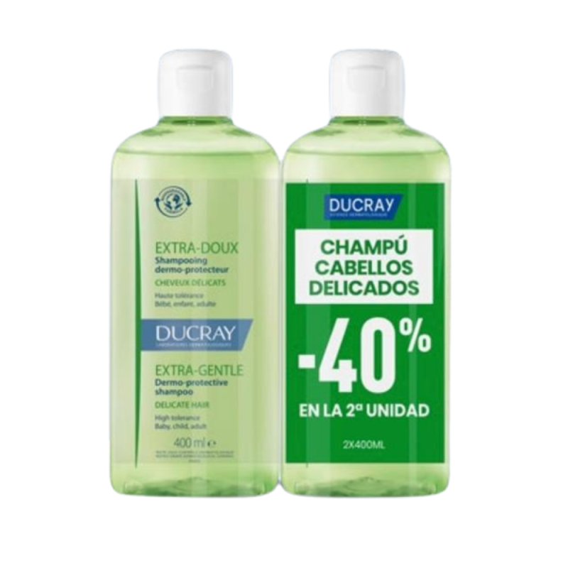 PACK DUPLO Champú Dermoprotector Equilibrante Uso Frecuente, 400 ml + 400 ml. - Ducray 