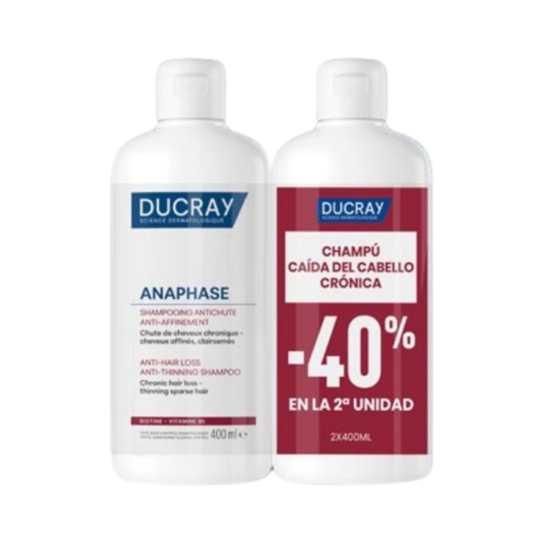 PACK DUPLO Anaphase Champú Anticaída y Antiafinamiento, 400 ml + 400 ml. - Ducray