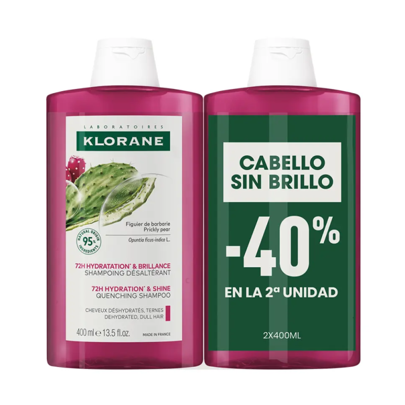 Pack Duo Champú Hidratación & Brillo al Higo de Barbaria, 400 ml + 400 ml. - Klorane
