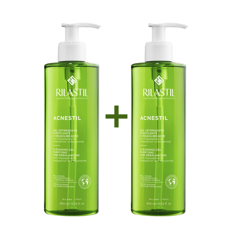 PACK DUPLO Acnestil Gel Limpiador 50% de dto en la 2ª ud, 400 ml + 400 ml. - Rilastil