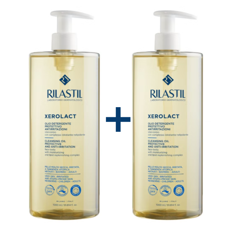 PACK DUPLO Xerolact Aceite Limpiador 50% de dto en la 2ª ud, 1 L + 1 L. - Rilastil