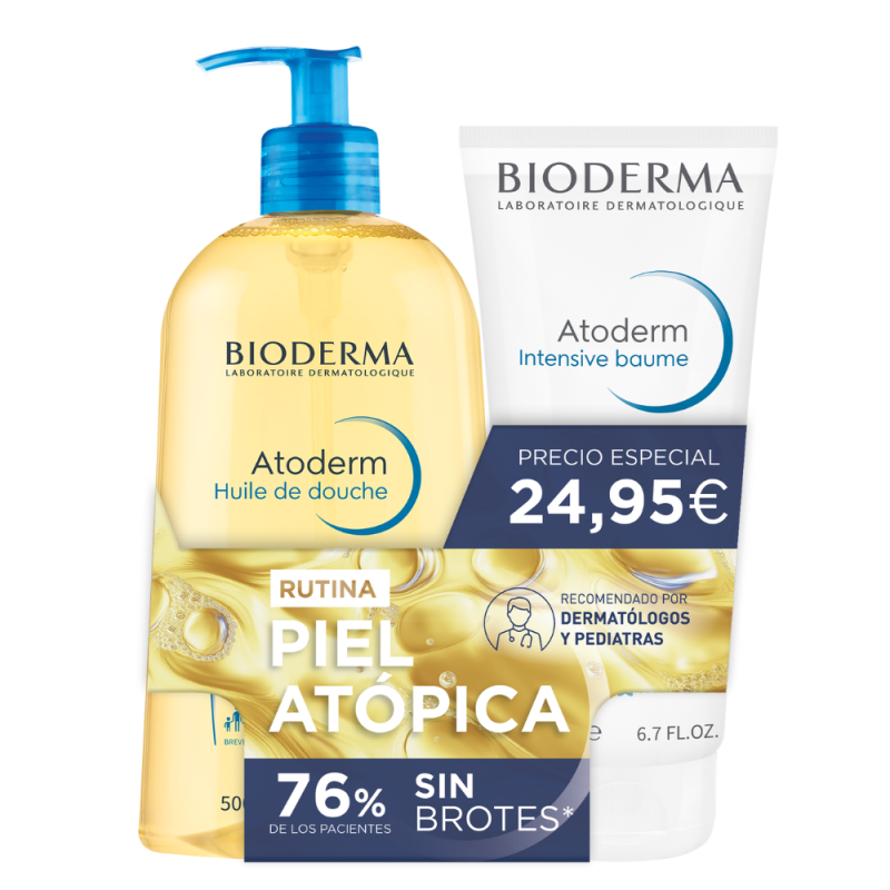 Pack Rutina Piel Atópica, Atoderm Aceite de Ducha, 500 ml. + Atoderm Intensive Baume, 200 ml. - Bioderma