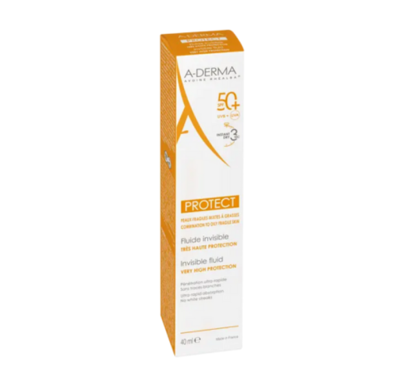 Aderma Protect Fluido Solar Facial Invisible SPF50+, 40 ml. - A-Derma