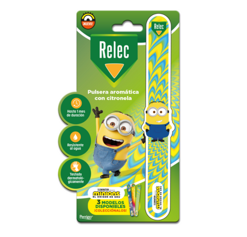 Relec Pulsera con Citronela Minions AMARILLO, 50 ml. - Relec