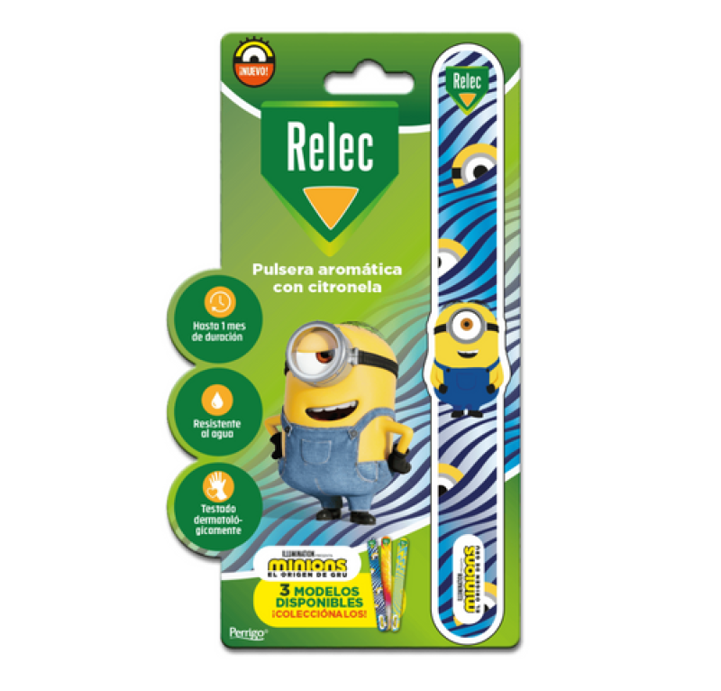 Relec Pulsera con Citronela Minions AZUL, 50 ml. - Relec