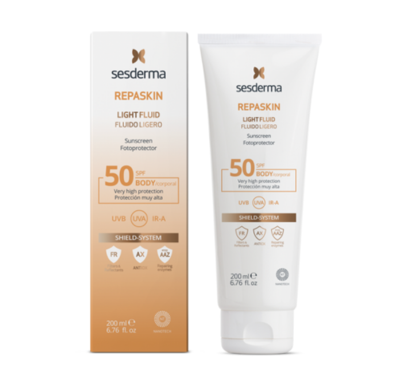 Repaskin Fotoprotector Fluido Ligero Corporal SPF 50, 200 ml. - Sesderma 