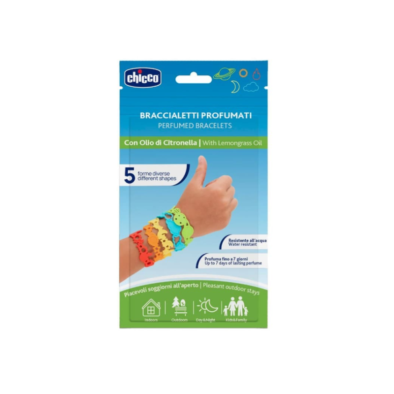 Chicco Kit De Pulseras Brazalete Perfumadas De Citronela, 5 unidades. - Chicco.
