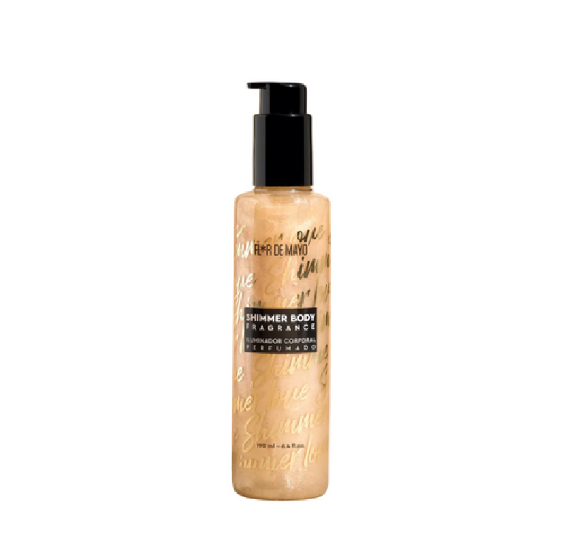 Gold Shimmer Body Fragance, Iluminador Corporal Perfumado, 195 ml. - Flor de Mayo
