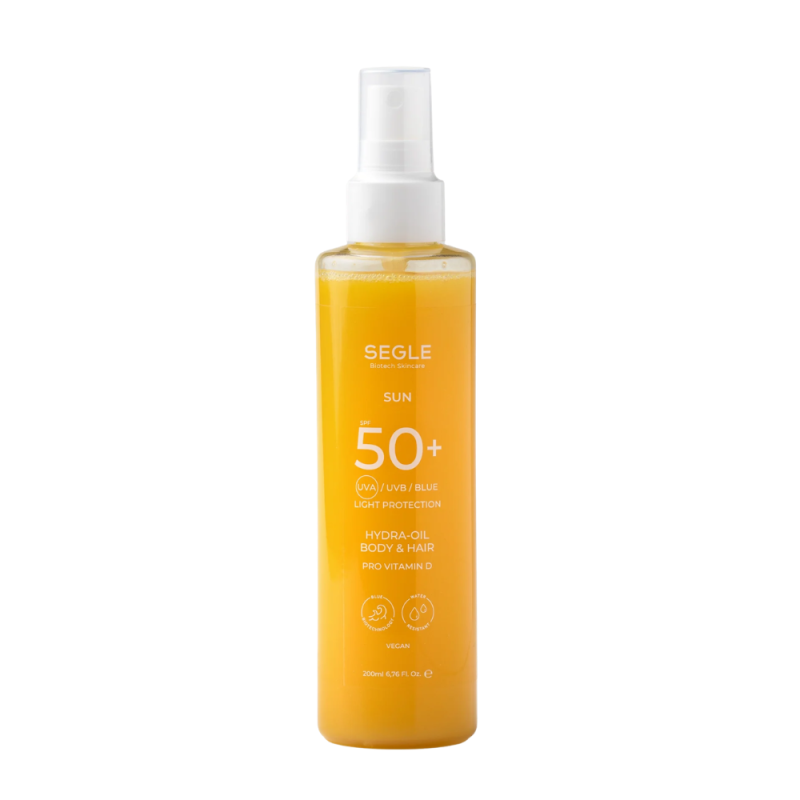 Spray Solar Body & Hair Bifásico SPF50+, 200 ml. - Segle
