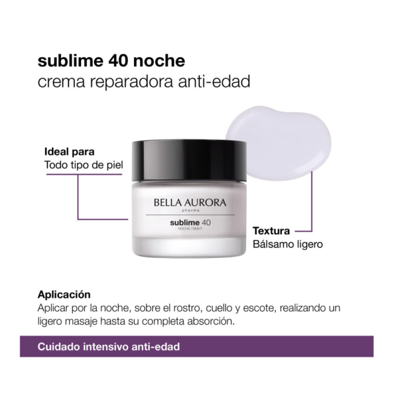 Sublime 40 Noche Crema Antioxidante Anti - Edad, 50 ml - Bella Aurora Labs