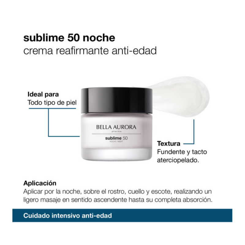 Sublime 50 Noche Crema Reafirmante Anti - Edad, 50 ml - Bella Aurora Labs
