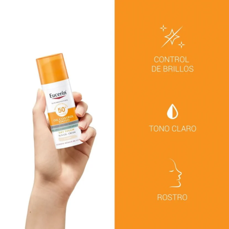 Sun Face Oil Control Crema con Color Tono Claro FPS50+, 50 ml. - Eucerin
