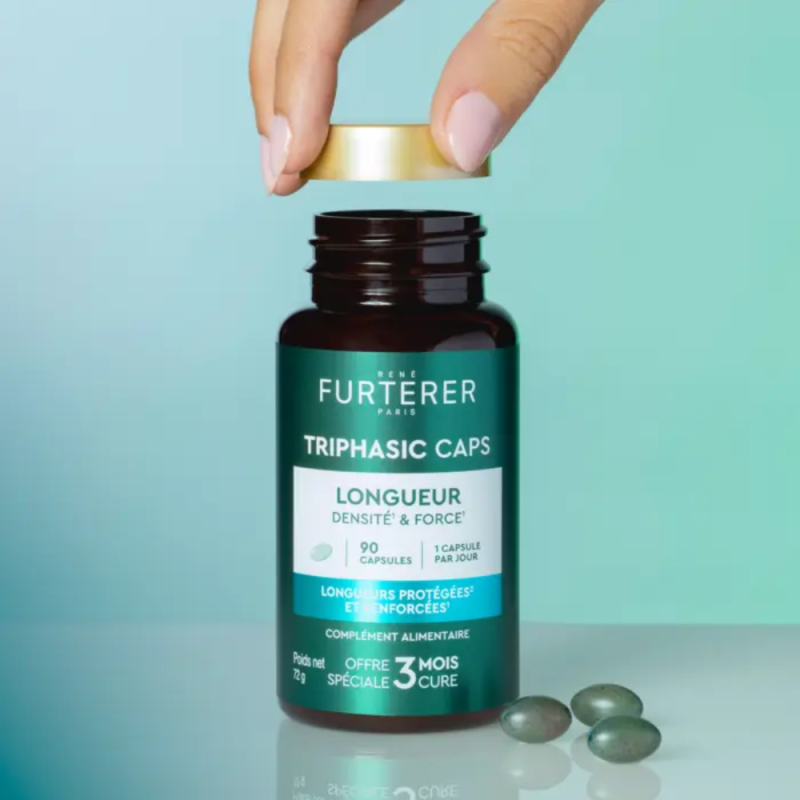 Triphasic Cápsulas Cabello Largo, Densidad & Fuerza 3 meses, 90 Cáps. - Rene Furterer