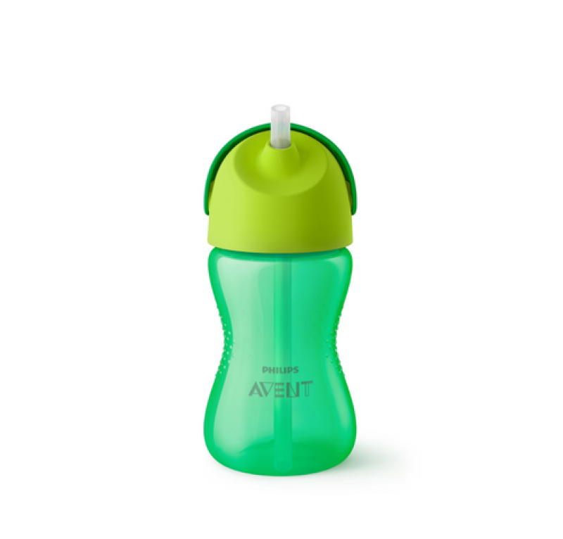Vaso Con Pajita Flixible Verde + 12 Meses, 300 ml. - Philips Avent